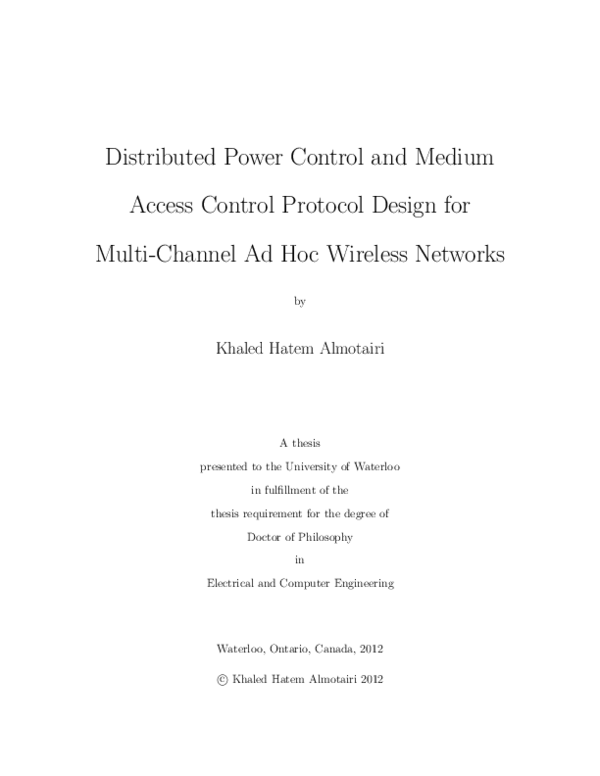 (PDF) Distributed Power Control and Medium Access Control Protocol ...