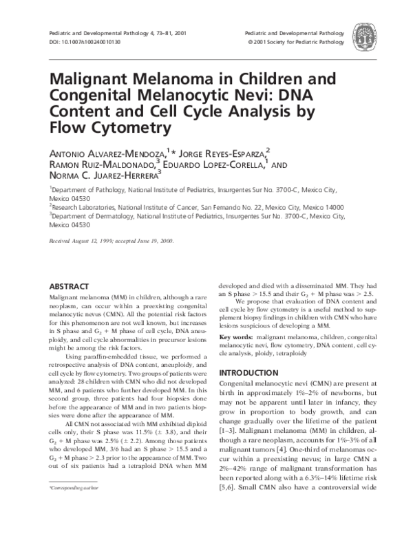 (PDF) Malignant Melanoma in Children and Congenital Melanocytic Nevi ...