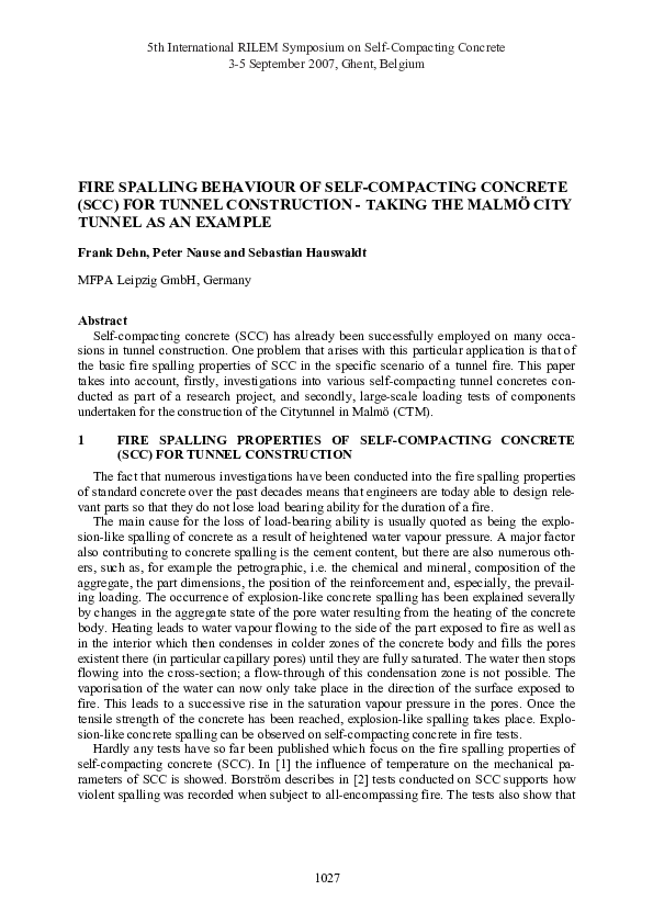 (PDF) Fire Spalling Behaviour of Self-Compacting Concrete ( SCC ) for ...