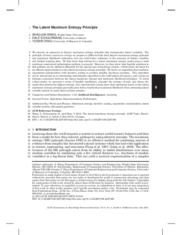 (PDF) The Latent Maximum Entropy Principle