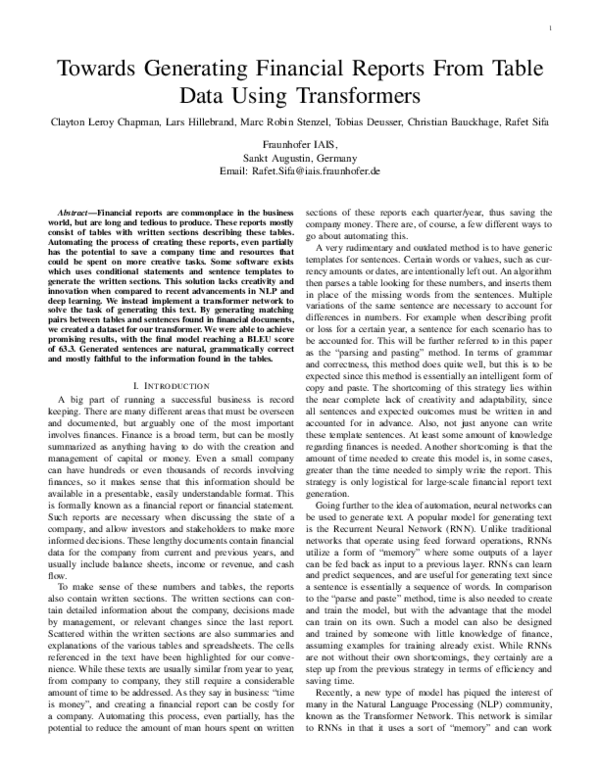 (PDF) Towards Generating Financial Reports From Table Data Using ...