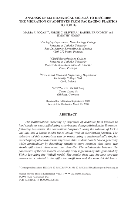 (PDF) Analysis of Mathematical Models to Describe the Migration of ...