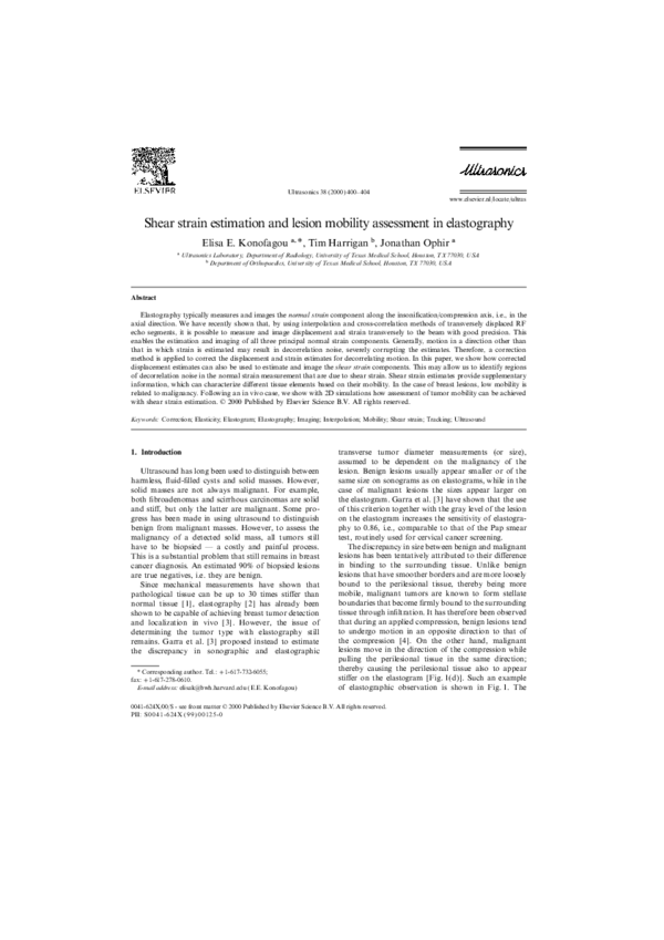 (PDF) Shear strain estimation and lesion mobility assessment in ...