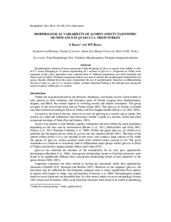 (PDF) Morphological variability of acorns and its taxonomic ...