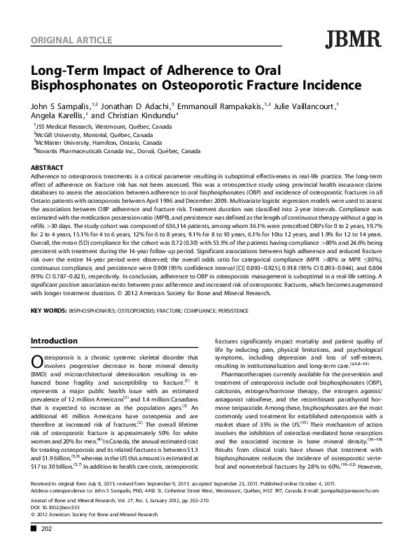 (PDF) Long-term impact of adherence to oral bisphosphonates on ...