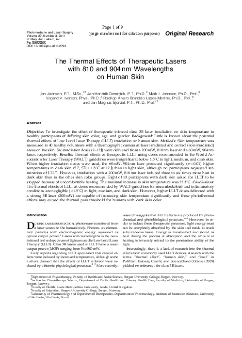 (PDF) The Thermal Effects of Therapeutic Lasers with 810 and 904 nm ...