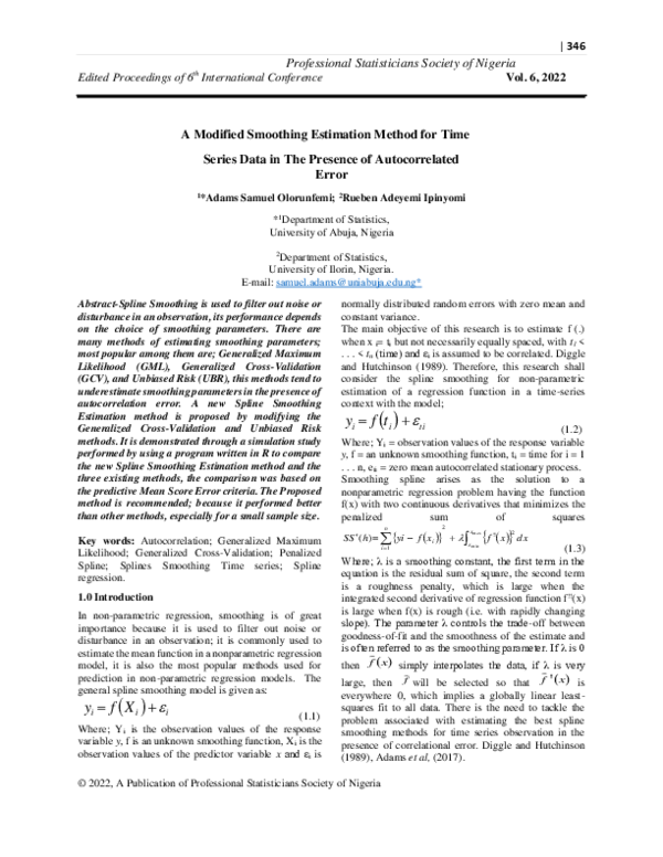 (PDF) A Modified Smoothing Estimation Method for Time Series Data in ...