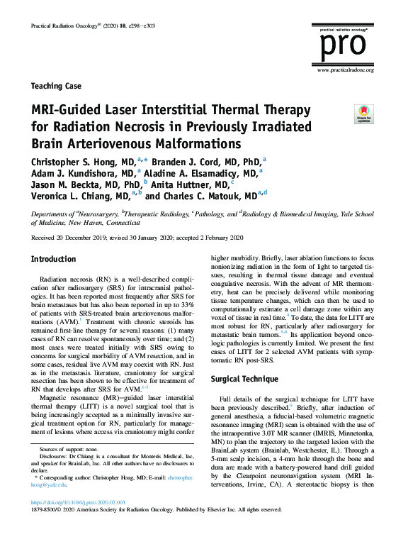 (PDF) MRIGuided Laser Interstitial Thermal Therapy in NeuroOncology