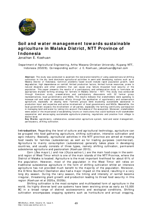 (PDF) Soil and water management towards sustainable agriculture in ...