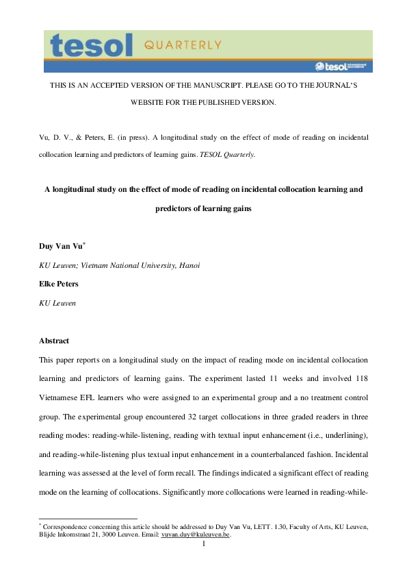 (PDF) A Longitudinal Study on the Effect of Mode of Reading on ...