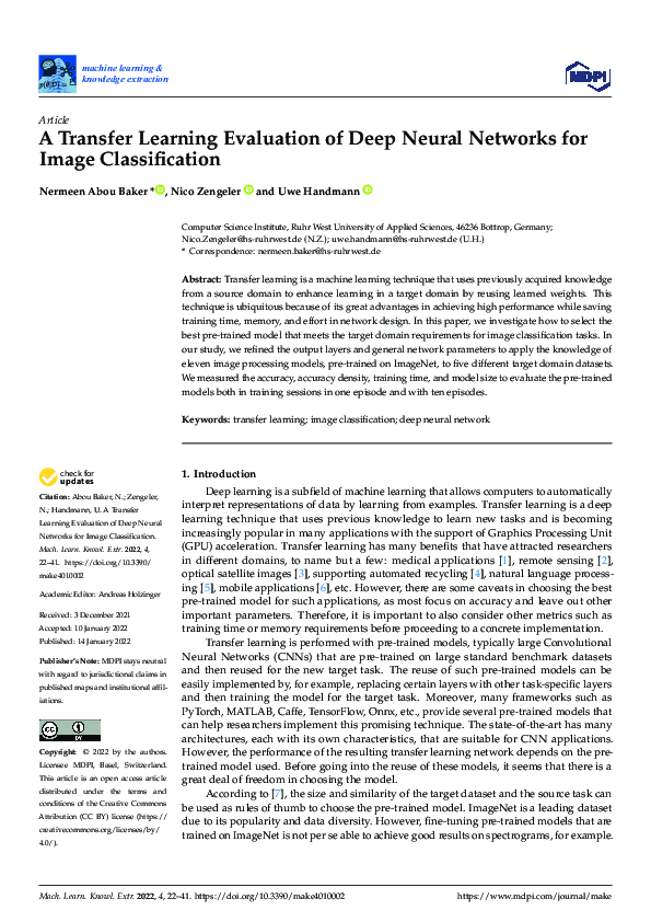 (PDF) A Transfer Learning Evaluation of Deep Neural Networks for Image ...