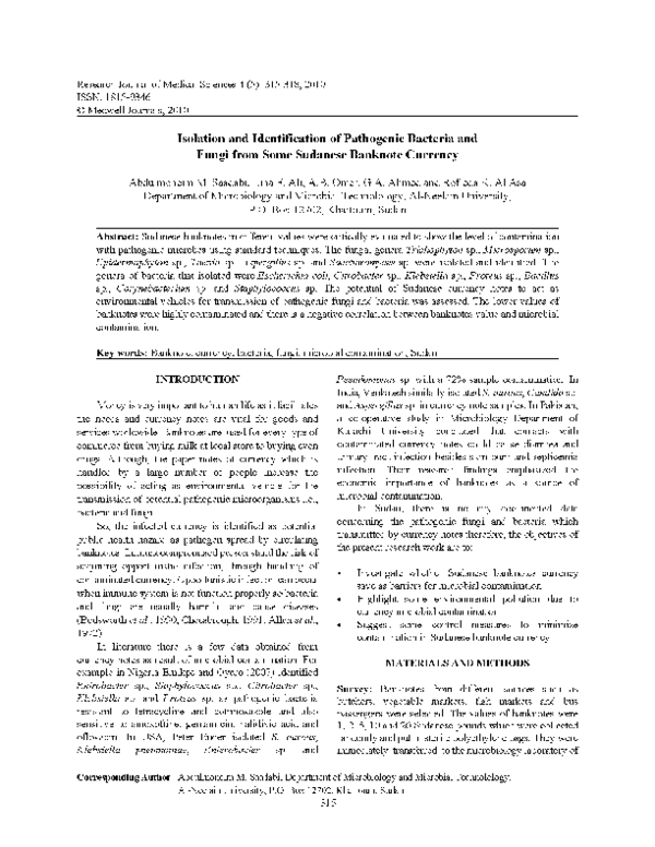 (PDF) Isolation and Identification of Pathogenic Bacteria and Fungi ...