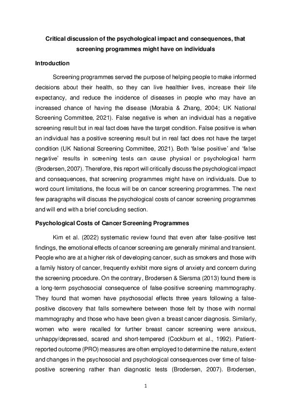 (PDF) Critical discussion of the psychological impact and consequences ...