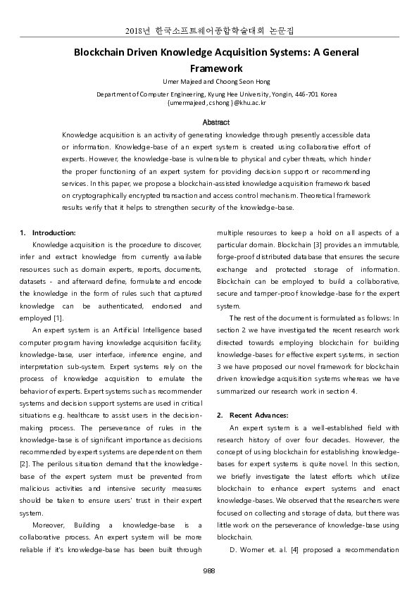 (PDF) Blockchain Driven Knowledge Acquisition Systems : A General Framework