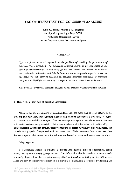 (PDF) Use of Hypertext for Corrosion Analysis