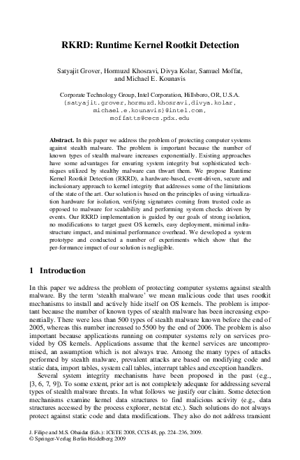 (PDF) RKRD: Runtime Kernel Rootkit Detection
