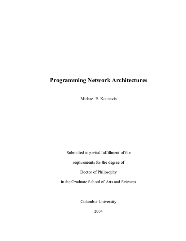 (PDF) Programming Network Architectures