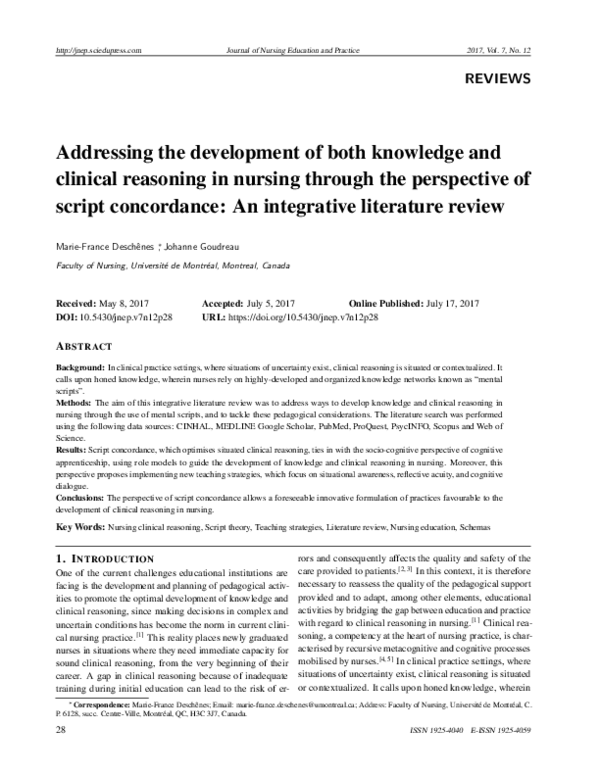 (PDF) Addressing the development of both knowledge and clinical ...