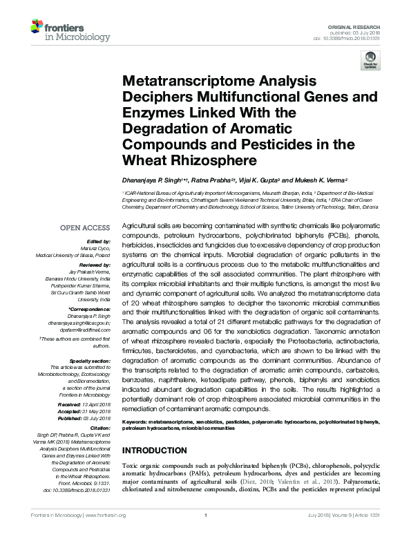 (PDF) Metatranscriptome Analysis Deciphers Multifunctional Genes and ...