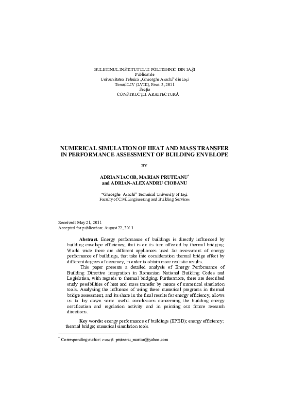 (PDF) Numerical Simulation of Heat and Mass Transfer In Performance ...