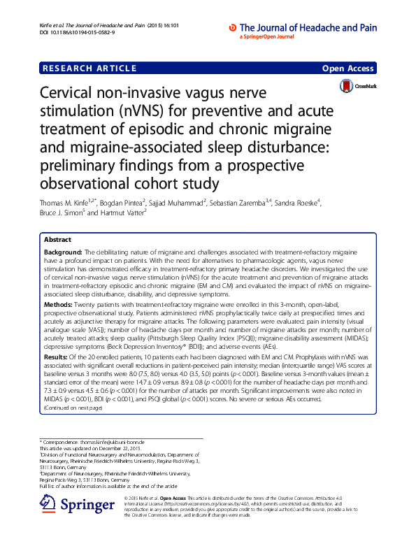 (PDF) Cervical non-invasive vagus nerve stimulation (nVNS) for ...