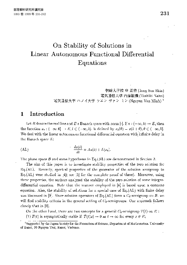 (PDF) On stability of solutions in linear autonomous functional ...
