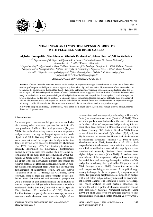 (PDF) Non-Linear Analysis of Suspension Bridges with Flexible and Rigid ...