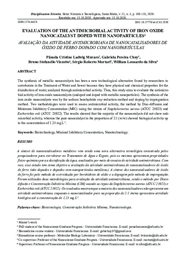 (PDF) Evaluation of the antimicrobial activity of iron oxide ...