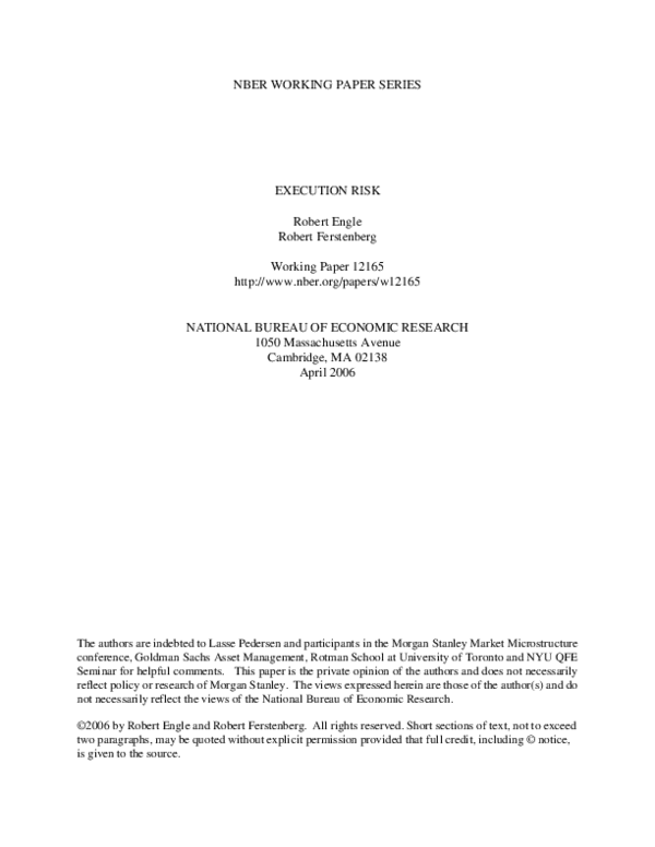 (PDF) Execution Risk