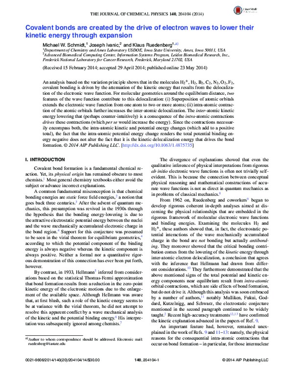 (PDF) Covalent bonds are created by the drive of electron waves to ...