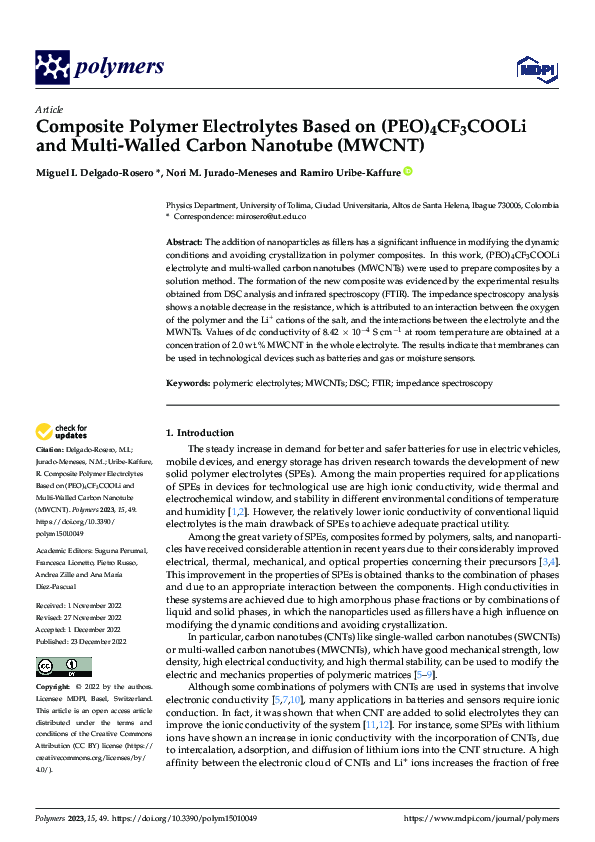 (PDF) Composite Polymer Electrolytes Based on (PEO)4CF3COOLi and Multi ...