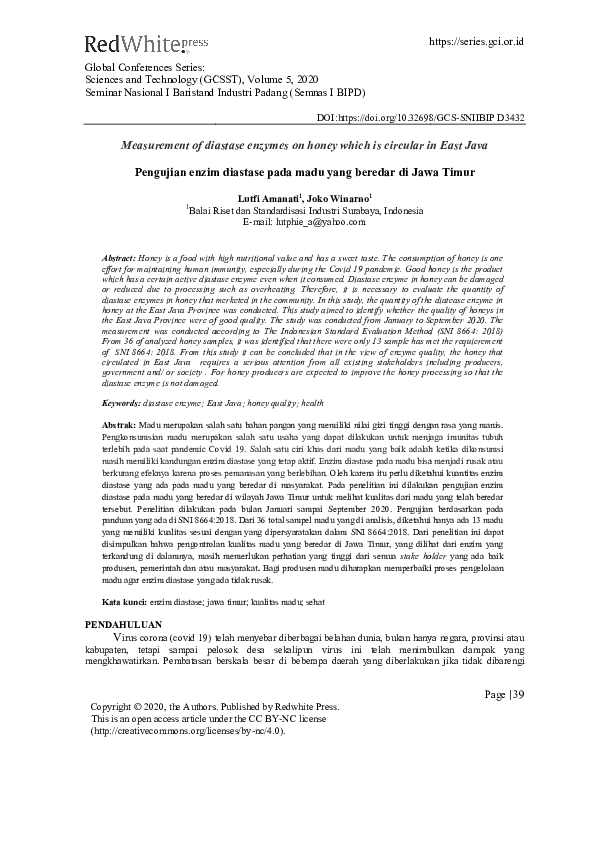 (PDF) Measurement of diastase enzymes on honey which is circular in