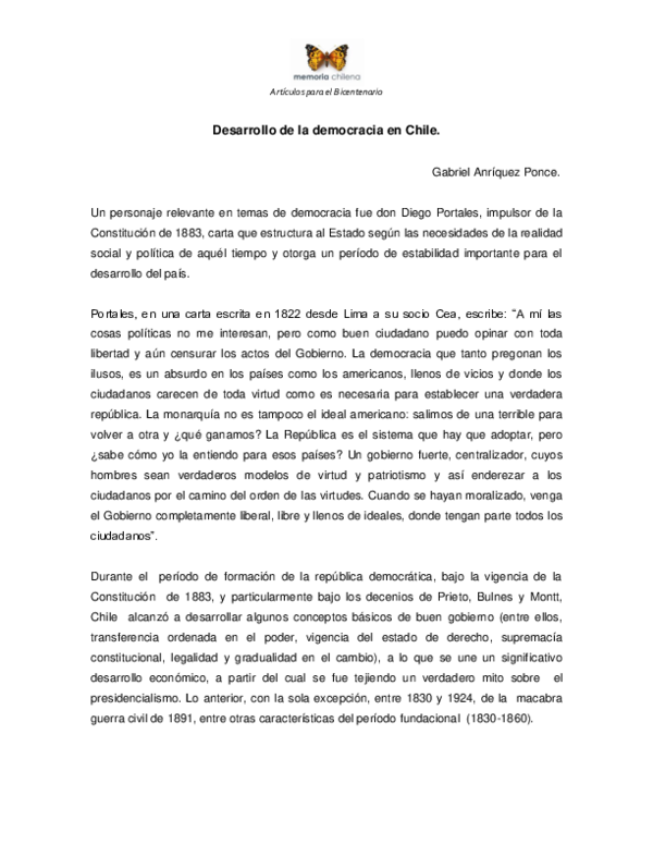 (PDF) Desarrollo de la democracia en Chile