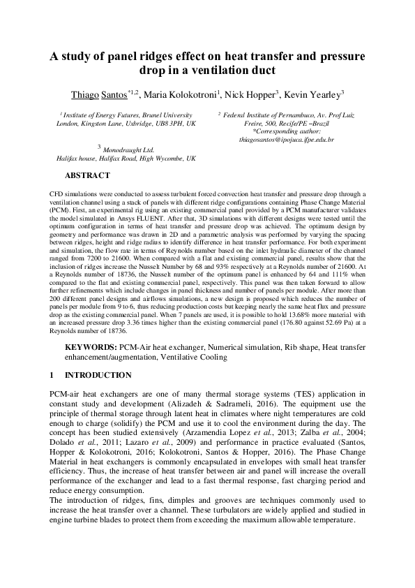 (PDF) A study of panel ridges effect on heat transfer and pressure drop ...
