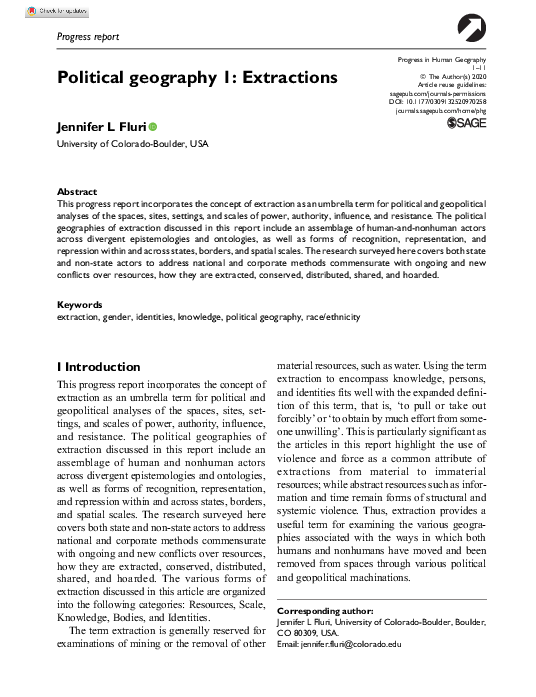(PDF) Political geography 1: Extractions