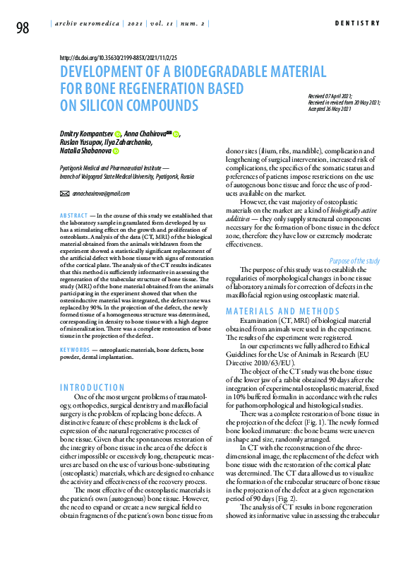 (PDF) Development of a Biodegradable Material for Bone Regeneration ...