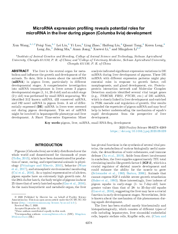 (PDF) MicroRNA expression profiling reveals the potential function of ...