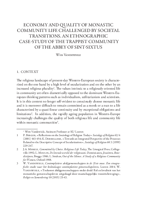 (PDF) Economy and quality of monastic community life challanged by ...