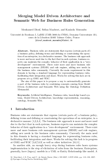 (PDF) Merging Model Driven Architecture and Semantic Web for Business ...