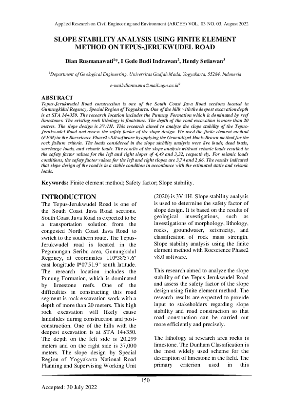 (PDF) Slope Stability Analysis Using Finite Element Method on Tepus ...