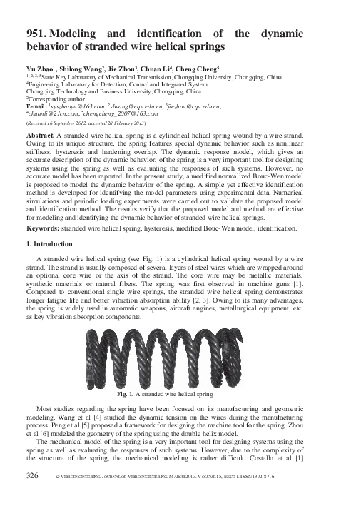 (PDF) Modeling and identification of the dynamic behavior of stranded ...