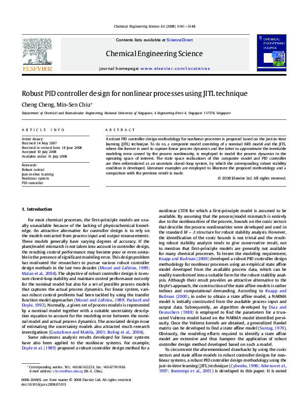 (PDF) Robust PID controller design for nonlinear processes using JITL ...