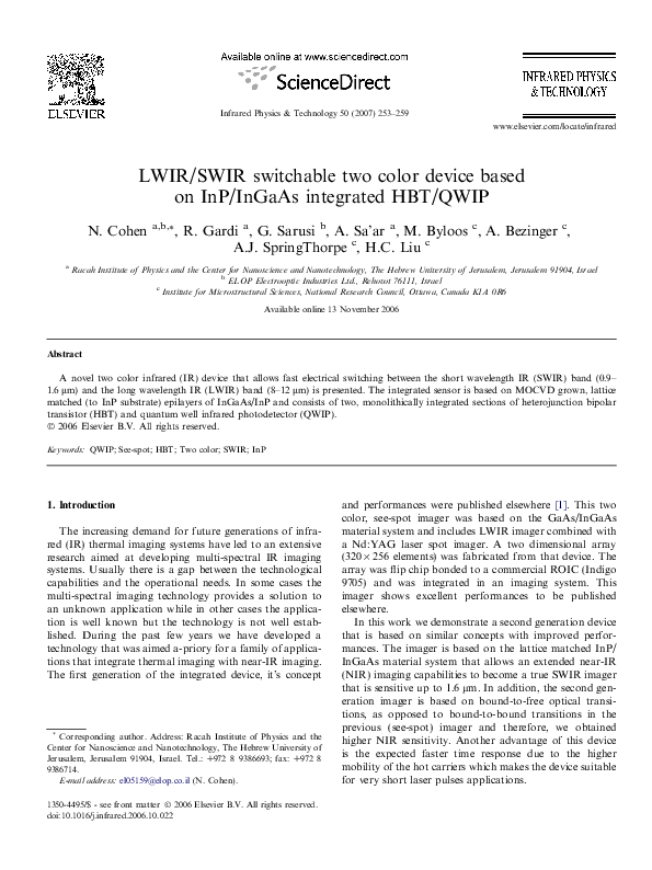 (PDF) LWIR/SWIR switchable two color device based on InP/InGaAs ...