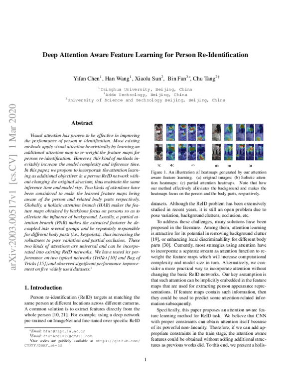 (PDF) Deep attention aware feature learning for person re-Identification
