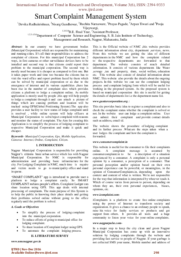 (PDF) Smart Complaint Management System
