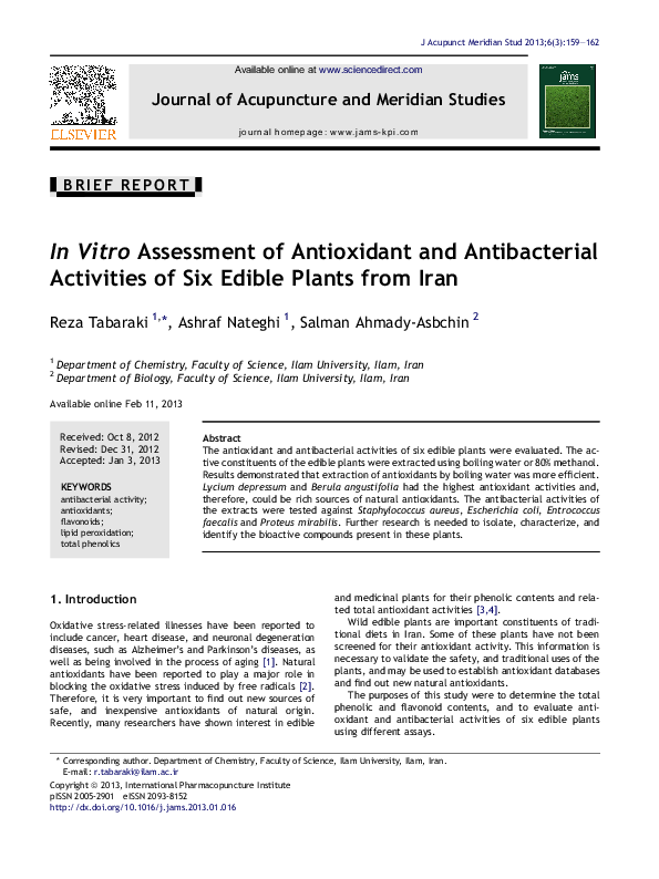 (PDF) In Vitro Assessment of Antioxidant and Antibacterial Activities ...