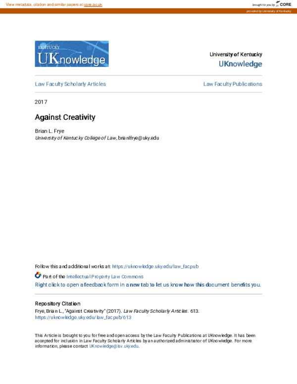 (PDF) Against Creativity