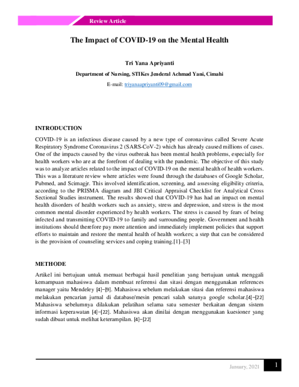 (PDF) The Impact of COVID-19 on the Mental Health