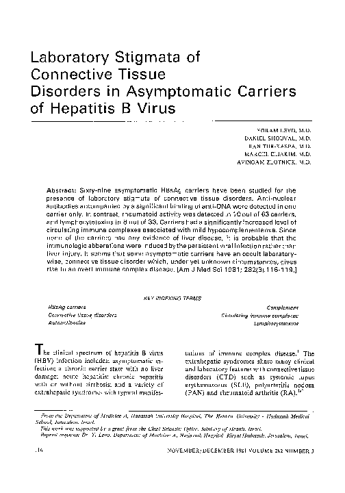 (PDF) Laboratory Stigmata of Connective Tissue Disorders in ...