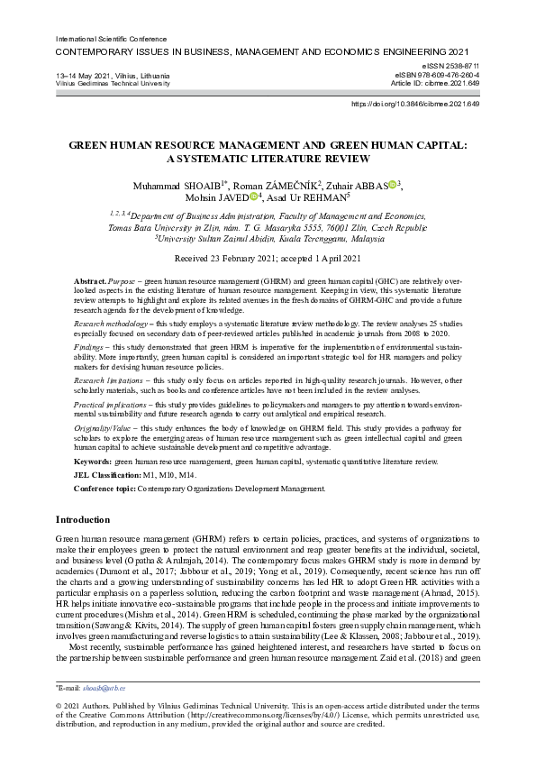 (PDF) Green Human Resource Management and Green Human Capital: A ...